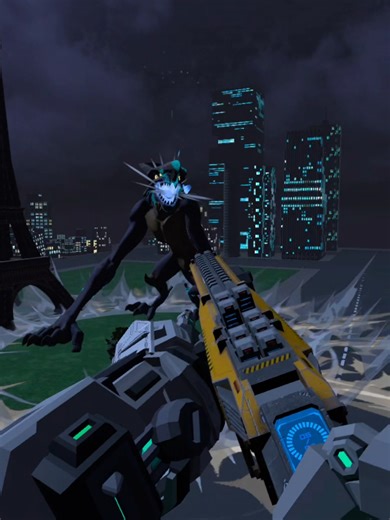 This is what happens when you give a mech a shotgun 😈 #KaijuBattleSimulator #PacificRim #VRGaming #Kaiju #MetaQuest