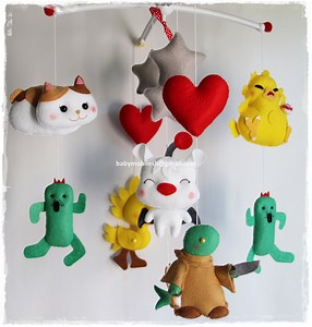 Felt Baby Mobile: Chocobo, Moogle, Cactuar, Tonberry Plushie Crib Decor - Etsy