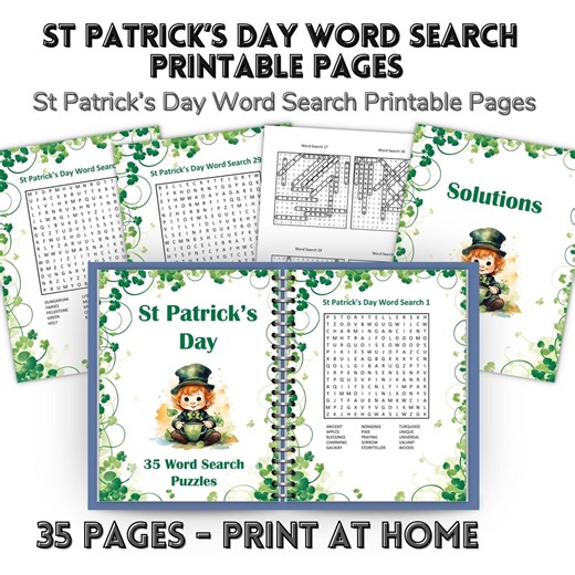 St Patricks Day Word Search Printable , 35 Puzzles , St Patrick Day Games for Adults & Teens , Kids , Word Find Party Activity PDF - Etsy