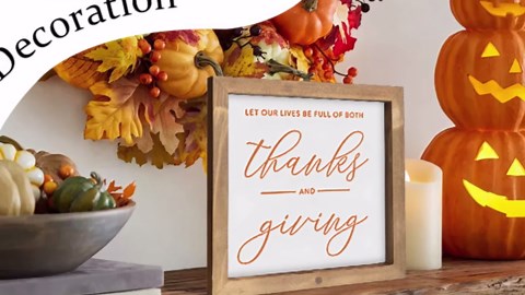 Wooden Thanksgiving Sign, 8" Thanks Giving Wall Decor, Indoor Thankful Wood Decorative Signage Table Wall Art Rustic Farmhouse Decorations For Home
