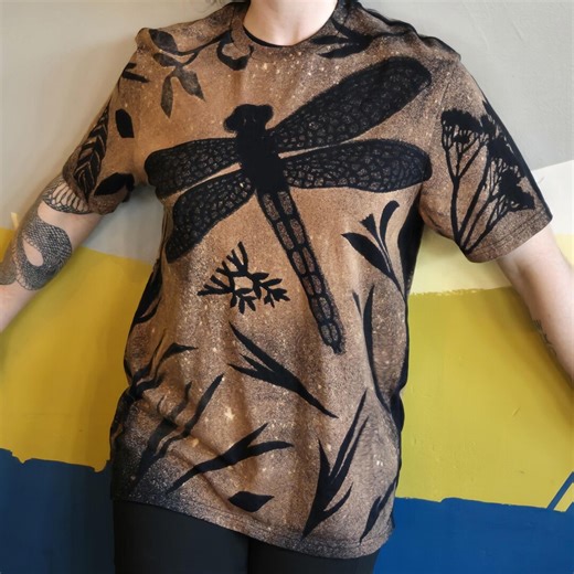 Bleach Art Dragonfly Tee, Organic Cotton, Artist Made - Etsy