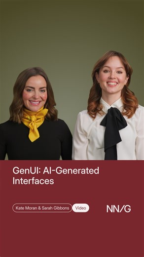 NNGroup on Instagram: "What if every interface could adapt to you — your goals, your behavior, your moment? Generative UI (GenUI) is the idea that AI can design interfaces dynamically in real time, shaping layouts, content, and visuals around each user’s context. Instead of one universal design for all, GenUI could generate a unique experience for every individual that continuously evolves as needs change. This shift moves design from static systems to living interfaces that think and respond. B