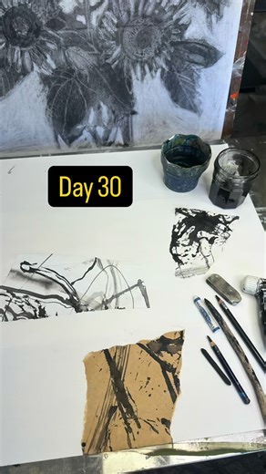 Debbie Mackinnon | Day 30 - D R A W from a D R A W I N G I began by collaging three torn pieces of previous mark-making onto my paper. Using just three tools... | Instagram