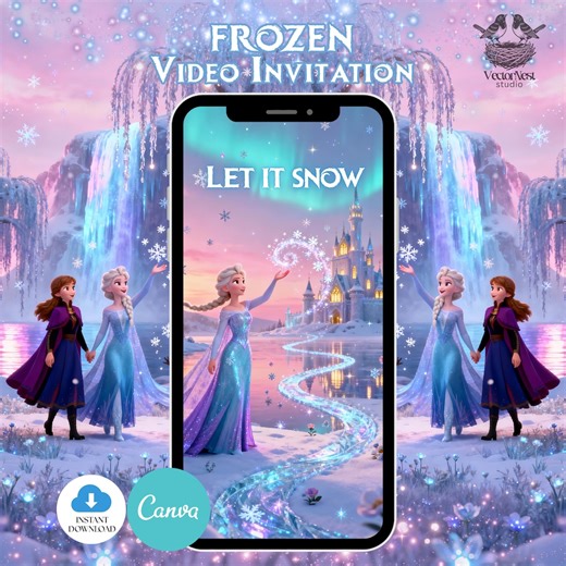 Frozen Birthday Invitation Animated Video Digital Canva Template, Instant Download - Etsy Australia