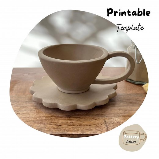 Teacup and Saucer Pottery Template – Printable PDF for Pottery Projects - Etsy