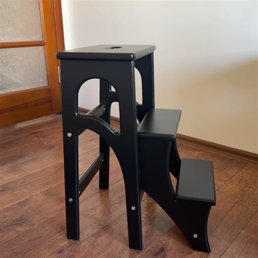 Stepladder, Kitchen Step Stool, Wooden Library Ladder, Dining Chair, Folding Stool Ladder With Oak Seat and Steps, Sage Green - Etsy