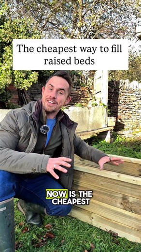 The cheapest way to fill raised beds Fill your beds with leaves this fall, but do it right! Layer leaves 6 inches deep, wet and compress, then repeat. Finish with a 10-12 inch layer and top with compost. Your soil (and wallet) will thank you! Avoid the sinkhole mistake and get ready for a thriving garden! | The Michael Griffiths