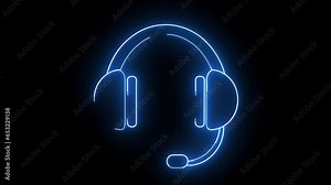 headset animation with glowing neon lines
