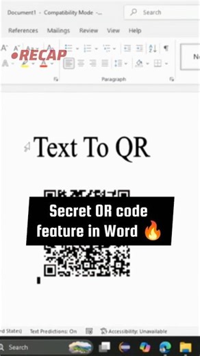 Turn normal text into OR code instantly ⚡😱#MSWord #TechTricks