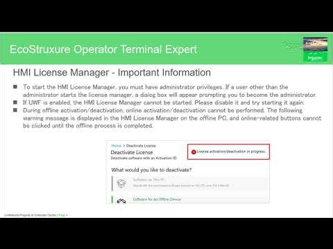 EcoStruxure Operator Terminal Expert: How to Activate a License with HMI License Manager (Online)