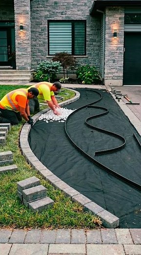 Front Yard Makeover: Lawn to Stunning Stone Path & Flower Beds 🌸✨