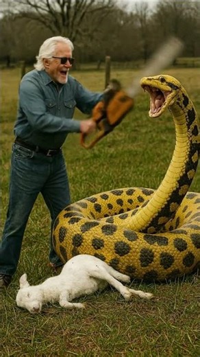 노인이 뱀을 드럼으로?! Old Man Turns Python Fight Into a Drum Show! 老人が大蛇をドラムに？！🥁🐍 #Shorts