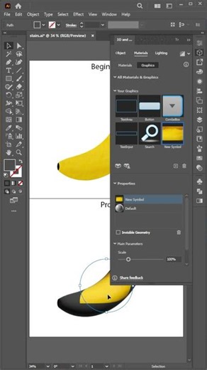 Create 3D Banana in Adobe Illustrator #trending #viral #shorts #illustration #3d #banana