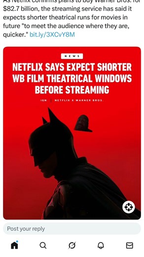 Netflix release a statement on WB movies going to theaters ￼