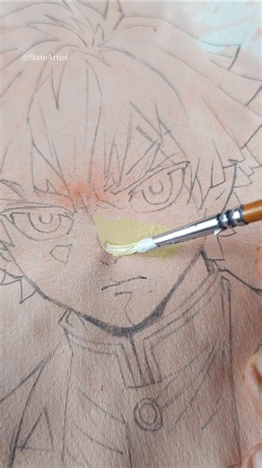 I try to paint Zenitsu Agatsuma | Zenitsu Agatsuma drawing | YOSHO HAI MONTAGEM #art #anime #shorts