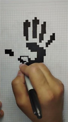 How to Draw a Pixel Art Hand | Easy Grid Art Tutorial ✍️ #shorts #pixelart