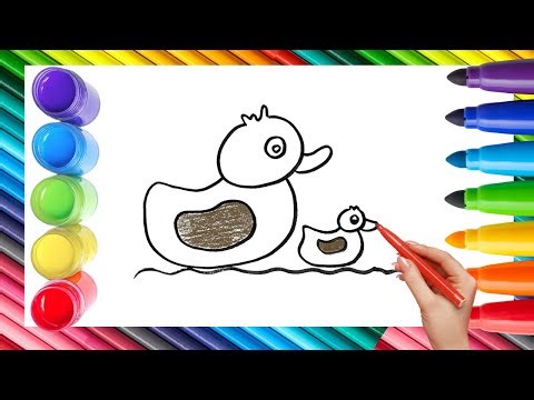 How To Draw cute Duck Drawing, Painting & Coloring For Kids and Toddlers_ Child Art 🐋🌈🎨