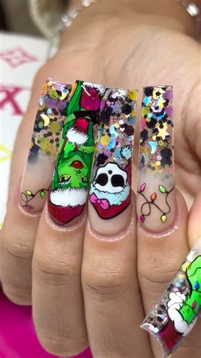 Devin Strebler on Instagram: "🩷💚Monster High 𝐆𝐑𝐈𝐍𝐂𝐇 Nails!😱💅🏼 how CUTE are these?! Wait for the surprise at the end.. PS.. if you look closely, I accidentally leaked a future product in this video.🤭🔎👀 Love doing my sister @gr0ovynails nails because she always lets me do whatever I want!🥹 What nails should SHE paint on ME?! I’ve been waitingggg to get mine done! Let us know in the comments ⬇️ 🌈All products used from @nailzbydevshop to paint!🎨 •My Little Brush Kit brushes: 6 mm, 1