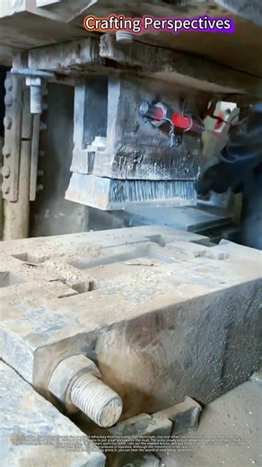 Worker Using Manual Press to Make Refractory Bricks