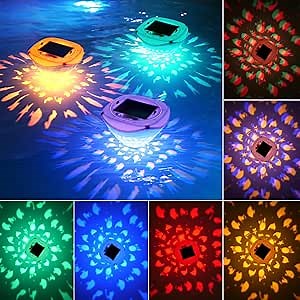 Solar Power Swimming Floating Pool Lights, Rechargeable 3PCS Color Changing Underwater Pool Light That Float, 4 Colors 2 Modes, Glow Hot Bath Tub LED Light Up Decor(Solar powered, Type-C Charging)