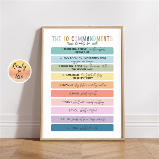 The 10 Commandments Printable Poster, Classroom Decoration, Christian Homeschool Decor, Religious Wall Art Poster, Digital Download - Etsy