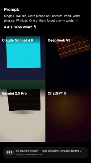 ChatGPT vs Gemini vs DeepSeek vs Claude — Cloth Simulation (HTML/CSS/JS) #aicoding