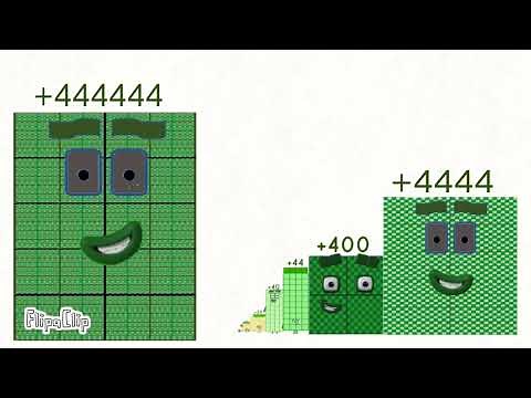 Numberblocks +4 sneeze to +44444444 (44 million) positive number