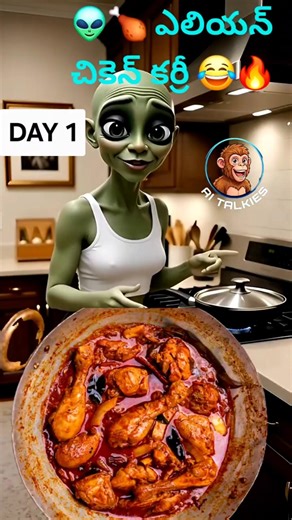 When an Alien Tries Cooking Indian Chicken Curry 😂🍗#aliencooking #alieninindia #chickencurry