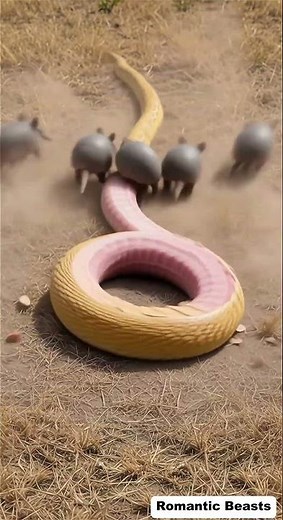 Scales of yellow python was removed by teamed up armadillos