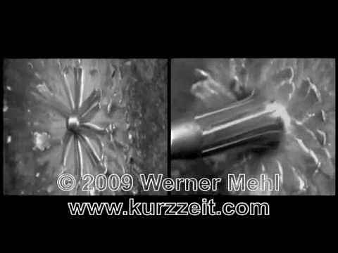 1 million fps Slow Motion video of bullet impacts made by Werner Mehl from Kurzzeit