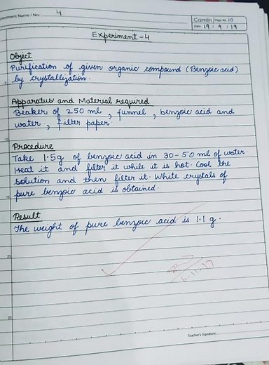 Purification of Benzoic Acid by crystallization | Chemistry Practical Experiment #bsc #ddu