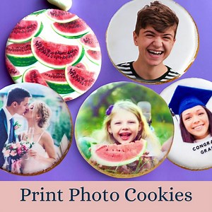 Print photos, logos, and graphics directly onto cookies & more with Eddie®, The Edible Ink Printer ($2,995 USD). Print on unique shapes and sizes. Also prints on macarons, fondant, marshmallows, and candy. Join our very active Eddie User Group https://www.facebook.com/groups/eddieprinter to see all of the amazing creations from fellow bakers! The world's only GMP and NSF-certified food printer. Prints a dozen cookies in 2 minutes. High-resolution printing. Free tech support for the life of the p