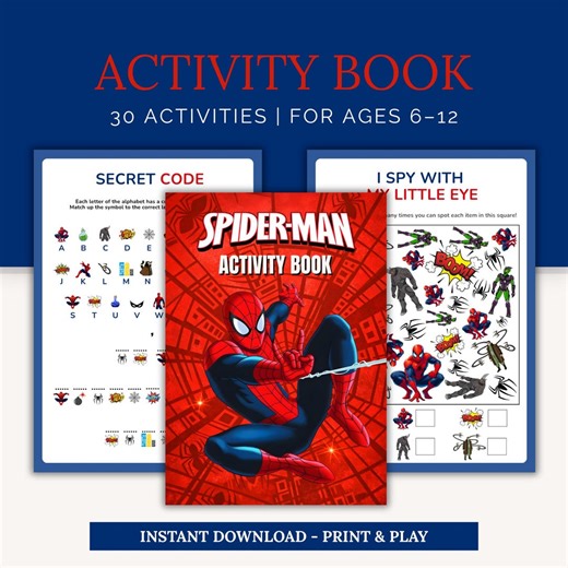 Spider-man Activity Book for Kids - 30 Printable Activities, Coloring Pages & Games - Etsy