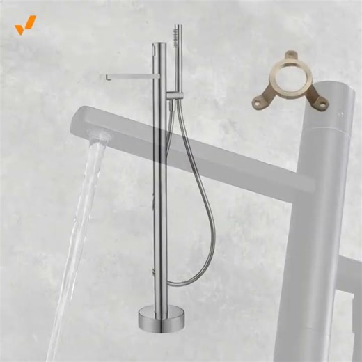 Modern Free Standing Bathroom Bathtub Faucet with Hand Shower and Valve Included