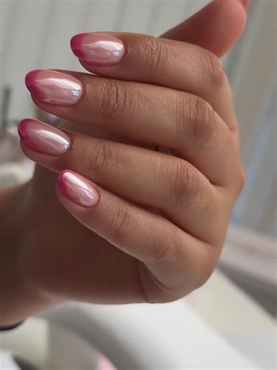 Stunning Pink Chrome French Nails Inspiration
