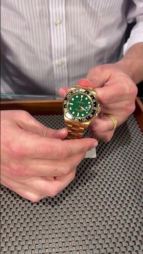 Rolex GMT Master II 18K Yellow Gold Green Dial Mens Watch 116718 Review | SwissWatchExpo