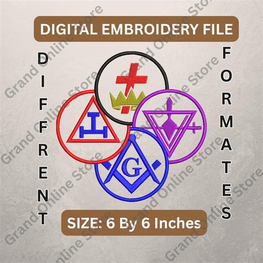 York Rite Masonic Embroidery File | Blue Lodge Royal Arch Cryptic KT Symbols | Masonic Digital - Etsy