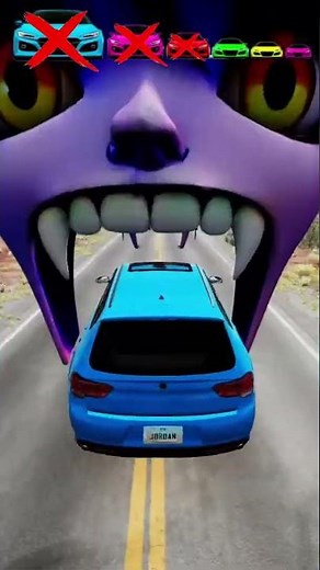 Cars & Ambulance Van vs Giant Pit Bollards Crash - BeamNG.Drive