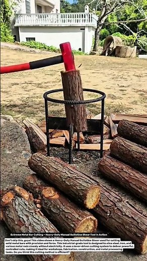 Extreme Metal Bar Cutting – Heavy-Duty Manual Guillotine Shear Tool in Action.