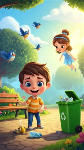 Always keep your surroundings clean.” 🌱 #kidsmoralstories #kidsstories