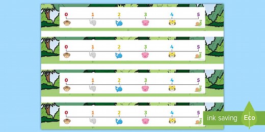 Animal Themed Numbers 0-5 on a Number Line