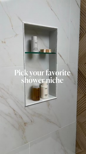 11 comments | Which shower niche are you loving the most? Let us know in the comments!  Tiles featured: Picket Florencia Super Bianco Alison Victoria Gem Marble Calcata Evora Honed Cool Blue Zellige Alabaster Gloss #1 designed by @brookepavel | The Tile Shop | Facebook