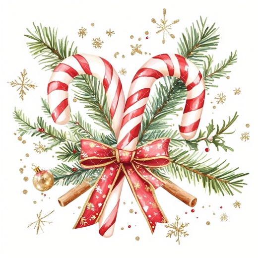 35 Candy Cane Clipart, Watercolor Christmas Sweets, Holiday Crafts, Printable Watercolor, High-quality Jpgs, Paper Craft, Junk Journal - Etsy UK