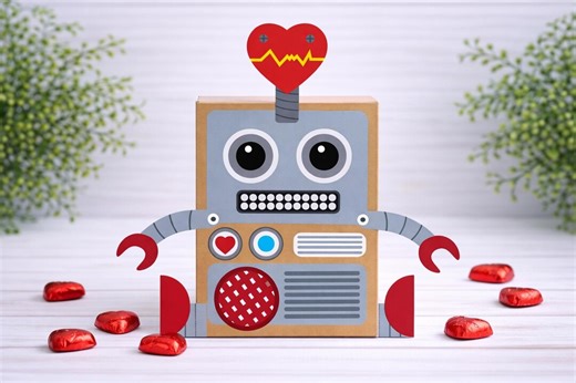 DIY Love Robot Valentine Box Printable Kit for Kids | Mailbox Craft Kit | DIY Shoebox Print at Home | School Classrooms, Friends - Etsy