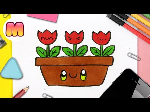 HOW TO DRAW A KAWAII FLOWER POT - Easy Kawaii Drawings - Learn to Draw with Jape