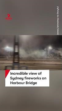 Incredible view of New Year's Eve fireworks on Sydney Harbour Bridge