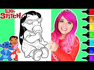 Coloring Lilo Eating an Ice Cream Cone Disney Lilo & Stitch Coloring Page | Ohuhu Art Markers