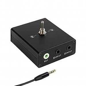 3.5 mm Audio Switcher, 2 Ports Audio Splitter Box (2 in 1 Out / 1 in 2 Out) Mini Headphone Manual Selector Converter with Bonus 47.2 in (120 cm) Cable, No External Power Required