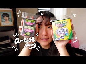Doodling with crayola crayons 16, bold & bright construction paper crayons 🖍️🌱 Artist vlog