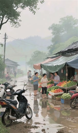 Rainy Morning in a Cozy Village Market – Pure Peaceful Vibes 🍃🌿🌧 #countryside #nature #cozy #scenery